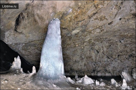 Ice stalagmite