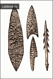 Flint and horn spear (javelin) tips of the Cro-Magnons