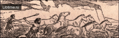 Cro-Magnons hunting wild horses