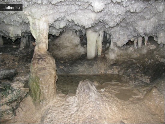 Underground lake with hard water