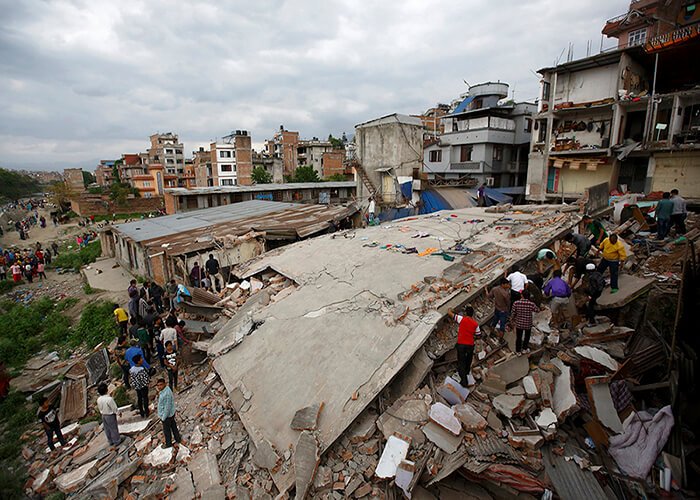 Aftermath of an earthquake