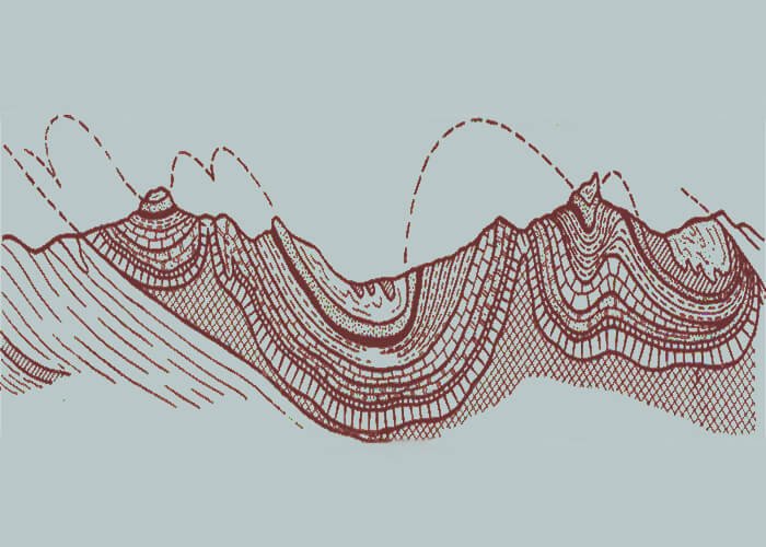 Destroyed mountain strata